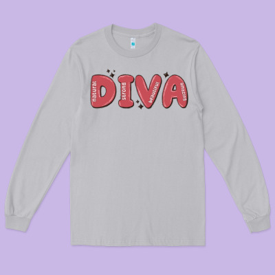 Diva Long Sleeve Tee Designed By Maliassmallbusiness