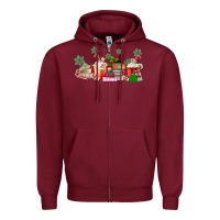 Burgundy Christmas coffee Zipper Hoodie - MaliasSmallBusiness