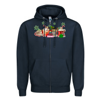 Navy Christmas coffee Zipper Hoodie - MaliasSmallBusiness