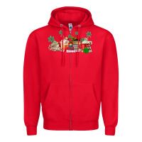 Red Christmas coffee Zipper Hoodie - MaliasSmallBusiness