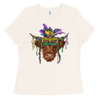 Bone mardi gras mask highland cow Ladies Tee - RanaPortraitStore