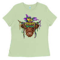 Matcha mardi gras mask highland cow Ladies Tee - RanaPortraitStore