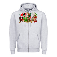 Heather Grey christmas  nurse Zipper Hoodie - MaliasSmallBusiness