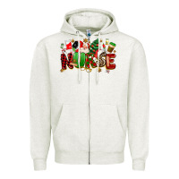 Oatmeal Heather christmas  nurse Zipper Hoodie - MaliasSmallBusiness