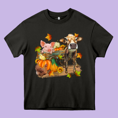 Fall Farm Animals Heavy Core Tee Designed By Zillion Design Studio