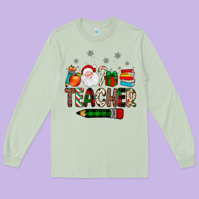 Teacher Christmas Long Sleeve Tee Designed By Jahusdesignshop