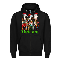 Black christmas three cows mooey christmas Zipper Hoodie - MaliasSmallBusiness