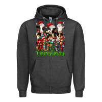Charcoal Heather christmas three cows mooey christmas Zipper Hoodie - MaliasSmallBusiness