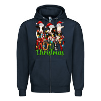 Navy christmas three cows mooey christmas Zipper Hoodie - MaliasSmallBusiness