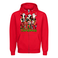 Red christmas three cows mooey christmas Zipper Hoodie - MaliasSmallBusiness