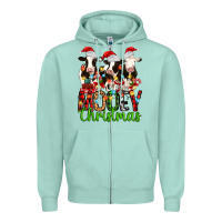 Christmas Three Cows Mooey Christmas Zipper Hoodie | Teevron