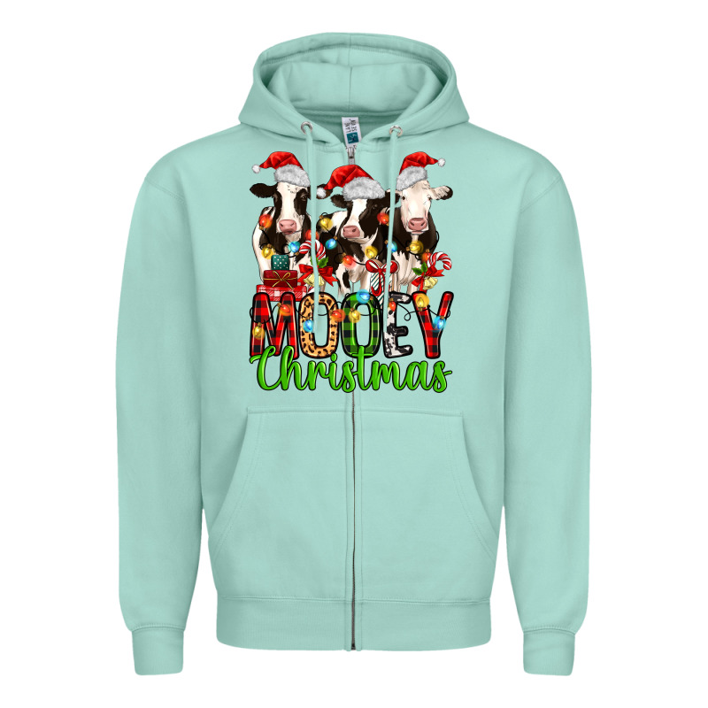 Christmas Three Cows Mooey Christmas Zipper Hoodie by MaliasSmallBusiness | Teevron