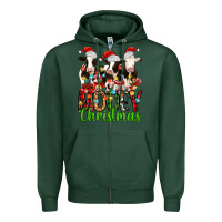 Sports Green christmas three cows mooey christmas Zipper Hoodie - MaliasSmallBusiness