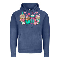 Vintage Denim valentines day gnomes coffee cups Vintage Hoodie - Jasminsmagicworld