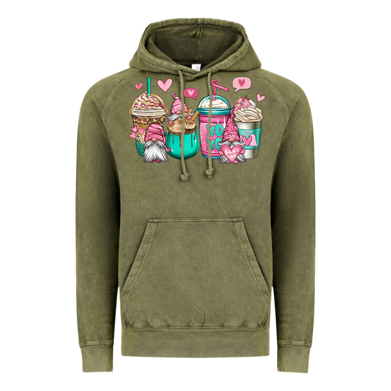 Valentines Day Gnomes Coffee Cups Vintage Hoodie by Jasminsmagicworld | Teevron