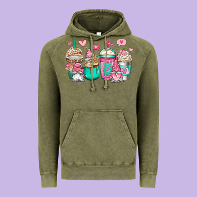 Valentines Day Gnomes Coffee Cups Vintage Hoodie Designed By Jasminsmagicworld