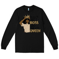 Black hustle like a boss live like a queen Long Sleeve Tee - MaliasSmallBusiness
