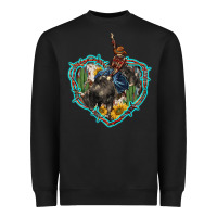 Black western heart bullfighter  cactus sunflower aztek pattern Heavyweight Sweatshirt - BarkalooDesign