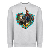 Heather Grey western heart bullfighter  cactus sunflower aztek pattern Heavyweight Sweatshirt - BarkalooDesign