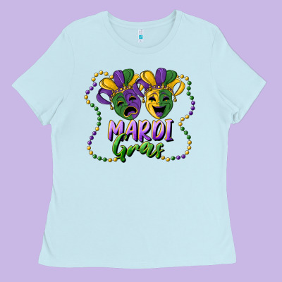 Mardi Gras Mask And Beads Ladies Tee Designed By Ranaportraitstore