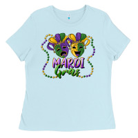 Baby Blue mardi gras mask and beads Ladies Tee - RanaPortraitStore