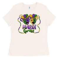Bone mardi gras mask and beads Ladies Tee - RanaPortraitStore