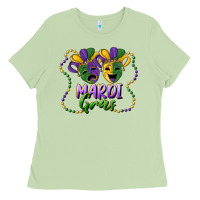 Matcha mardi gras mask and beads Ladies Tee - RanaPortraitStore