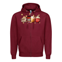 Burgundy christmas coffee Zipper Hoodie - MaliasSmallBusiness