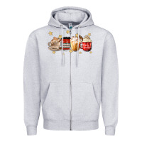 Heather Grey christmas coffee Zipper Hoodie - MaliasSmallBusiness