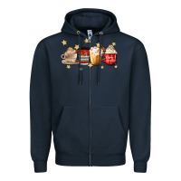 Navy christmas coffee Zipper Hoodie - MaliasSmallBusiness
