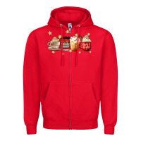 Red christmas coffee Zipper Hoodie - MaliasSmallBusiness