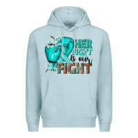 Blue Mist Her fight is our fight Ovarian Cancer teal ribbon Premium Hoodie - NancyCooperArtShop