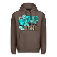 Coffee Her fight is our fight Ovarian Cancer teal ribbon Premium Hoodie - NancyCooperArtShop