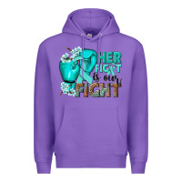Purple Her fight is our fight Ovarian Cancer teal ribbon Premium Hoodie - NancyCooperArtShop