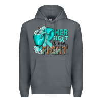 Rock Her fight is our fight Ovarian Cancer teal ribbon Premium Hoodie - NancyCooperArtShop