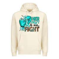 Sandshell Her fight is our fight Ovarian Cancer teal ribbon Premium Hoodie - NancyCooperArtShop