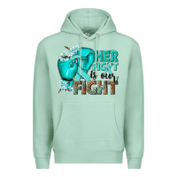 Seafoam Her fight is our fight Ovarian Cancer teal ribbon Premium Hoodie - NancyCooperArtShop