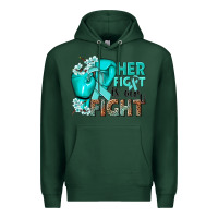 Sports Green Her fight is our fight Ovarian Cancer teal ribbon Premium Hoodie - NancyCooperArtShop