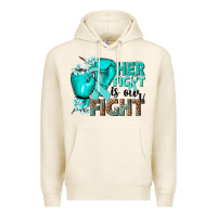 Tofu Her fight is our fight Ovarian Cancer teal ribbon Premium Hoodie - NancyCooperArtShop