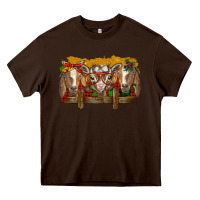 Chocolate Brown Christmas goats Heavy Core Tee - BarkalooDesign