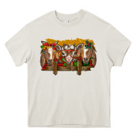 Cream Christmas goats Heavy Core Tee - BarkalooDesign