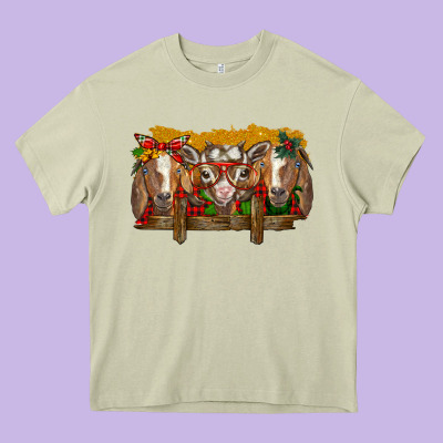 Christmas Goats Heavy Core Tee Designed By Barkaloodesign