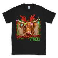 Black merry christmas y'all highland cow Classic Tee - Jasminsmagicworld