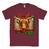 Burgundy merry christmas y'all highland cow Classic Tee - Jasminsmagicworld