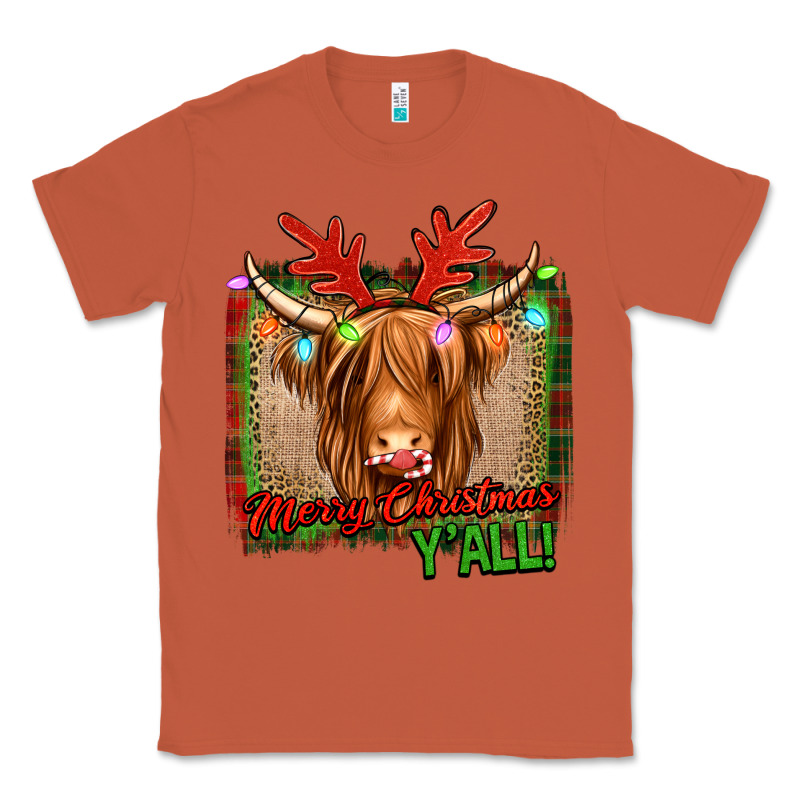 Merry Christmas Y'all Highland Cow Classic Tee by Jasminsmagicworld | Teevron