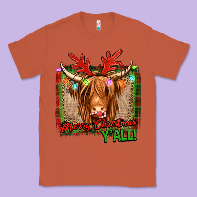 Merry Christmas Y'all Highland Cow Classic Tee Designed By Jasminsmagicworld