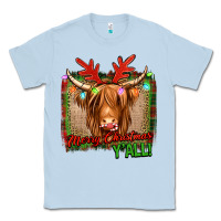 Dusty Blue merry christmas y'all highland cow Classic Tee - Jasminsmagicworld