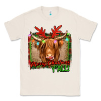Natural merry christmas y'all highland cow Classic Tee - Jasminsmagicworld