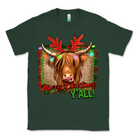 Sports Green merry christmas y'all highland cow Classic Tee - Jasminsmagicworld