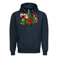 Navy christmas  teacher Zipper Hoodie - MaliasSmallBusiness
